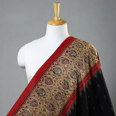 Black - Pochampally Ikat Fabric with Kalamkari Border 17