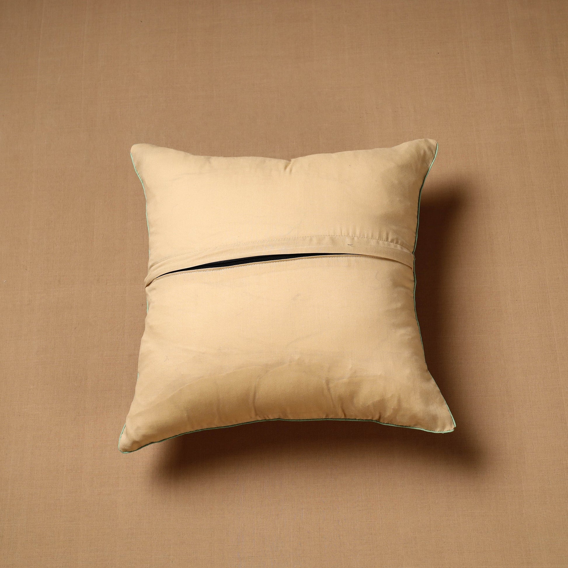 Brown - Block Print Cotton Sanganeri Cushion Cover (16 x 16 in) 86