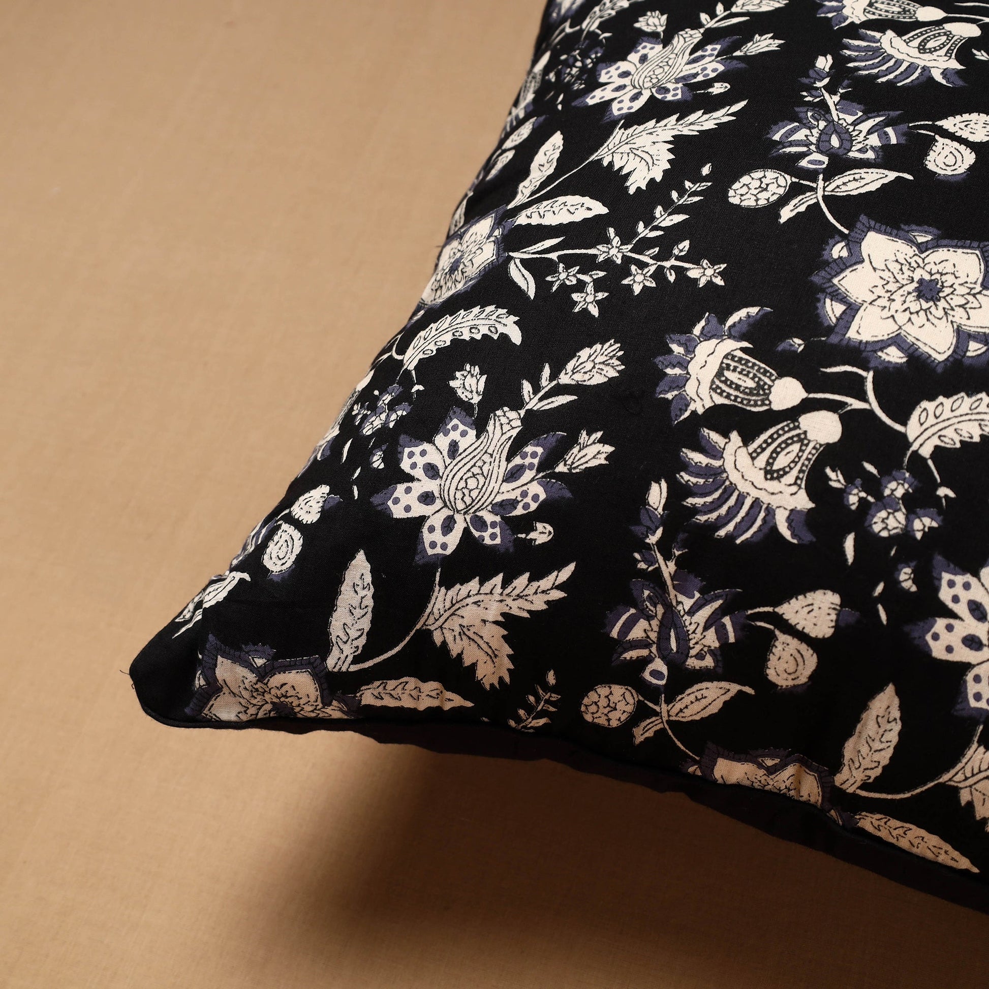 Black - Jaipur Print Cotton Cushion Cover (16 x 16 in) 89