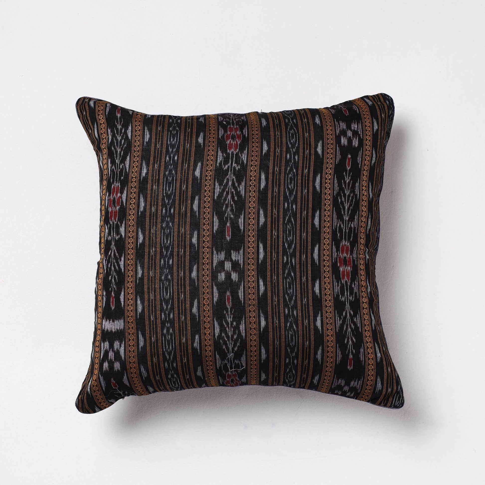 Brown - Sambalpuri Ikat Cotton Cushion Cover (16 x 16 in)
