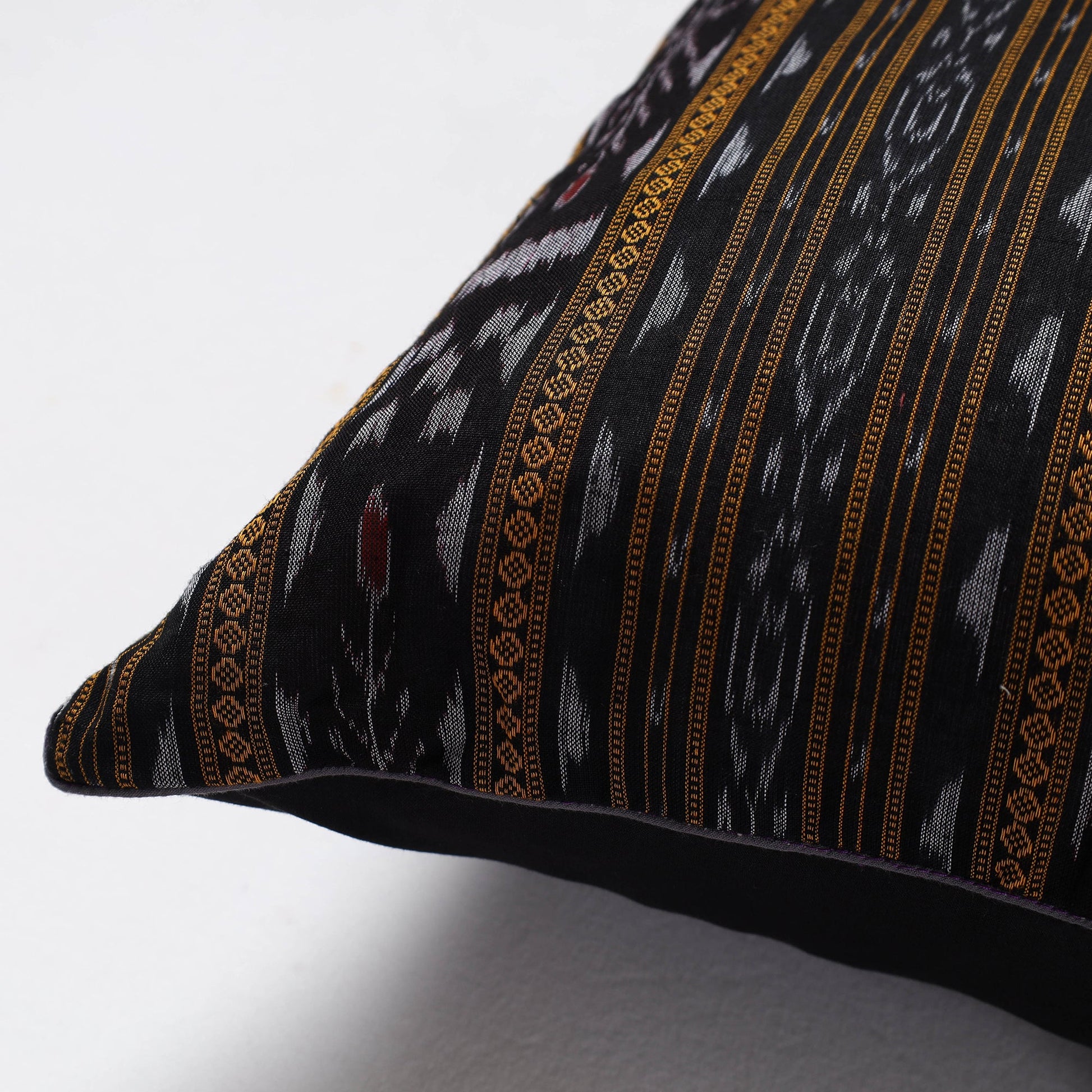 Brown - Sambalpuri Ikat Cotton Cushion Cover (16 x 16 in)