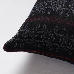 Black - Sambalpuri Ikat Cotton Cushion Cover (16 x 16 in)