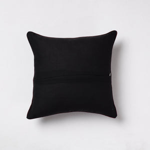 Black - Sambalpuri Ikat Cotton Cushion Cover (16 x 16 in)