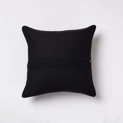 Black - Sambalpuri Ikat Cotton Cushion Cover (16 x 16 in)