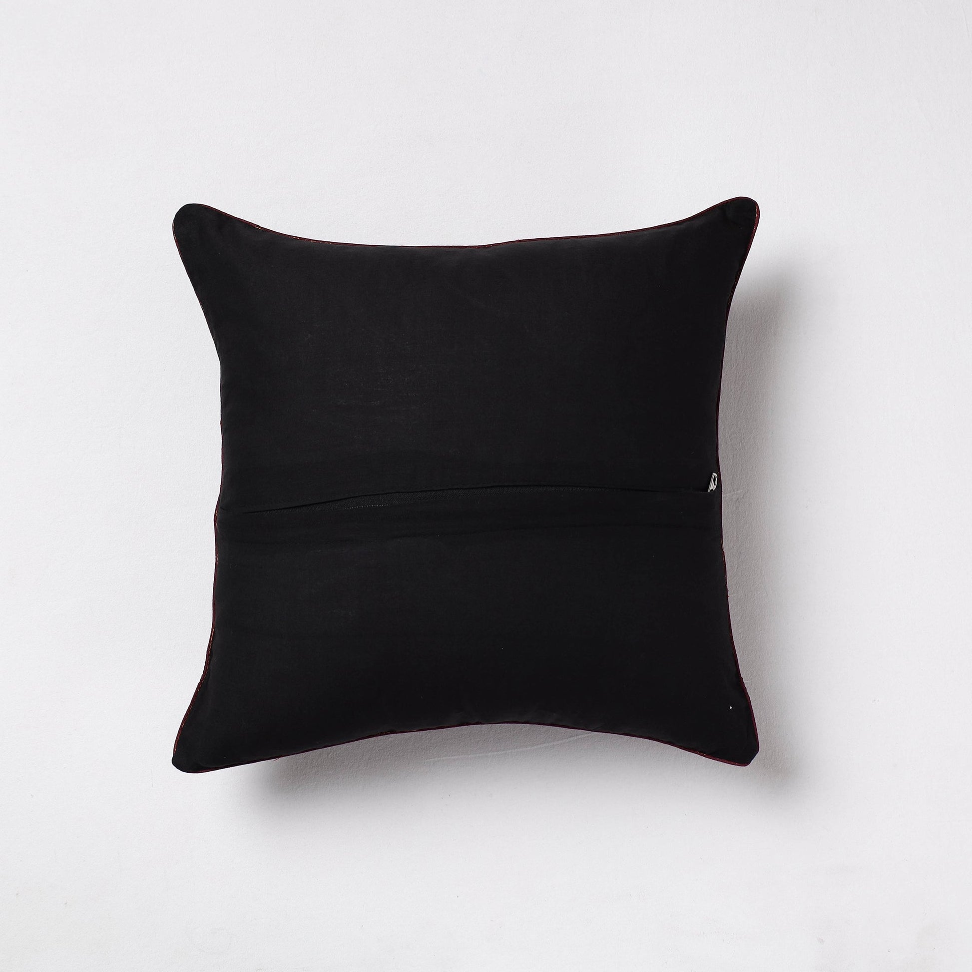 Black - Sambalpuri Ikat Cotton Cushion Cover (16 x 16 in)