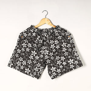 Black - Sanganeri Block Printed Cotton Unisex Boxer/Shorts