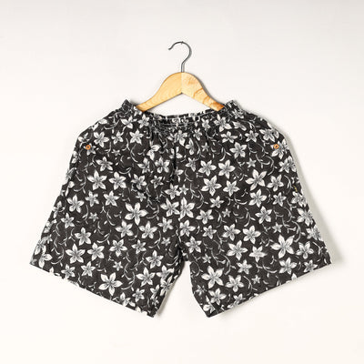 Black - Sanganeri Block Printed Cotton Unisex Boxer/Shorts