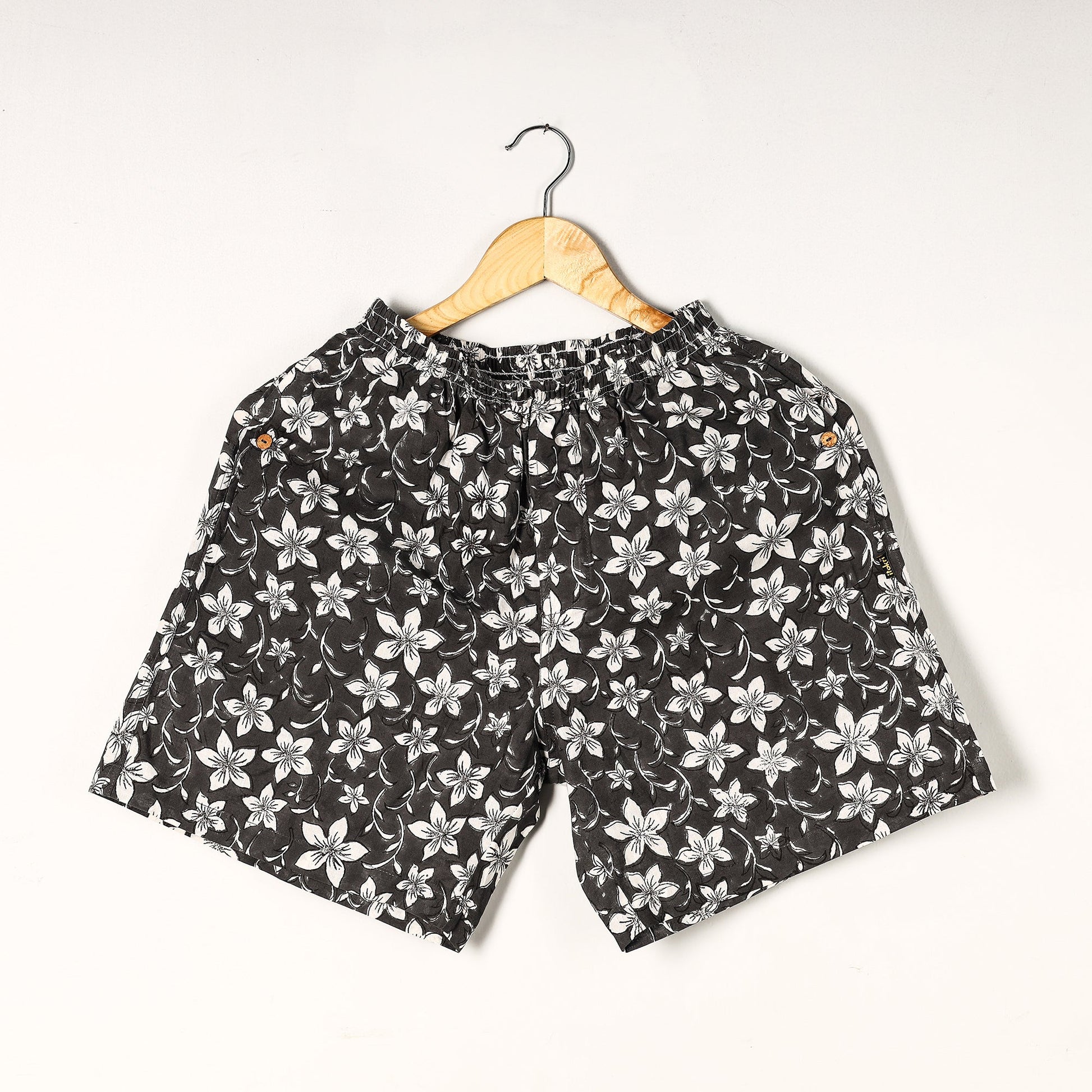 Black - Sanganeri Block Printed Cotton Unisex Boxer/Shorts