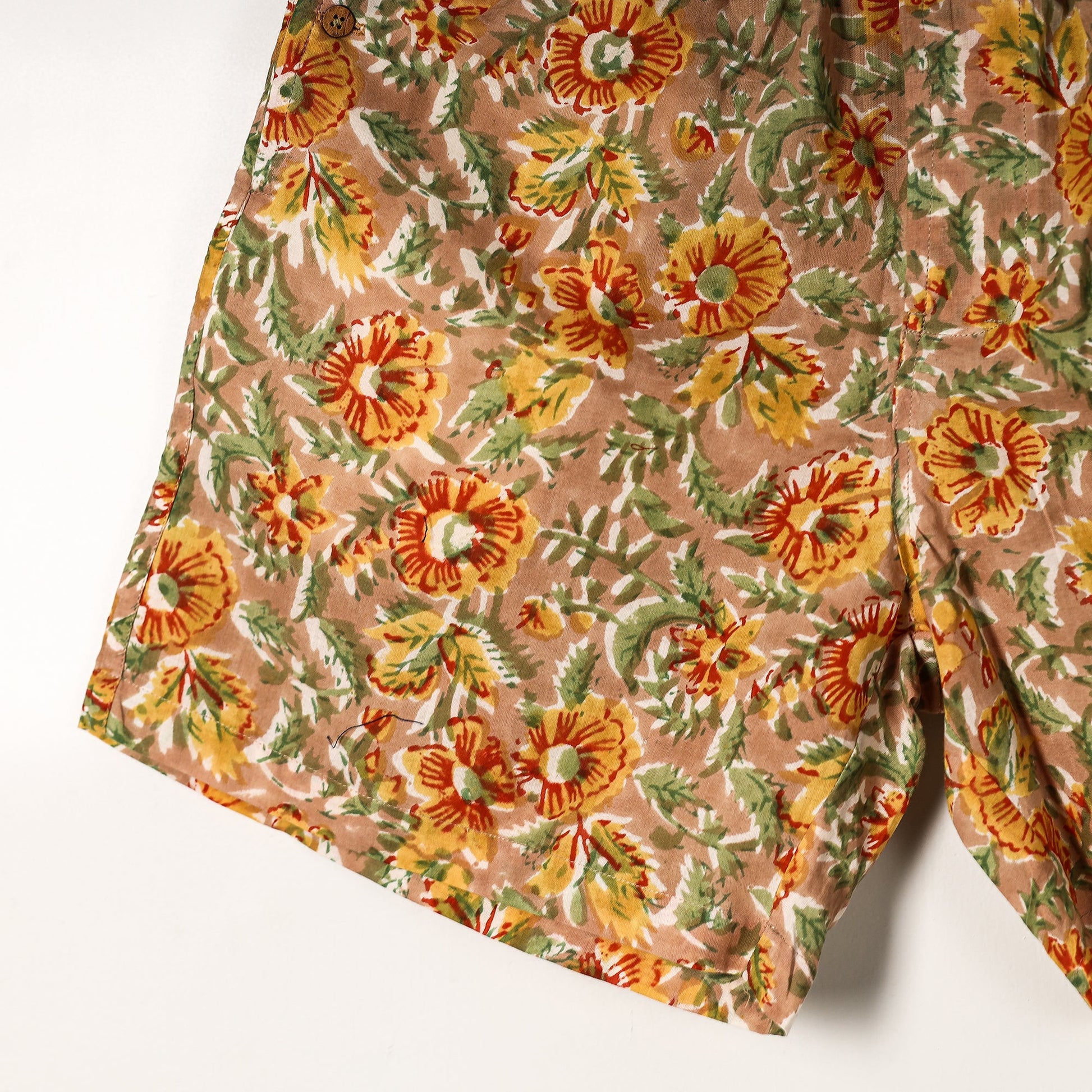 Brown - Sanganeri Block Printed Cotton Unisex Boxer/Shorts
