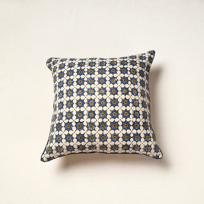 Beige - Block Print Cotton Ajrakh Cushion Cover (16 x 16 in) 103