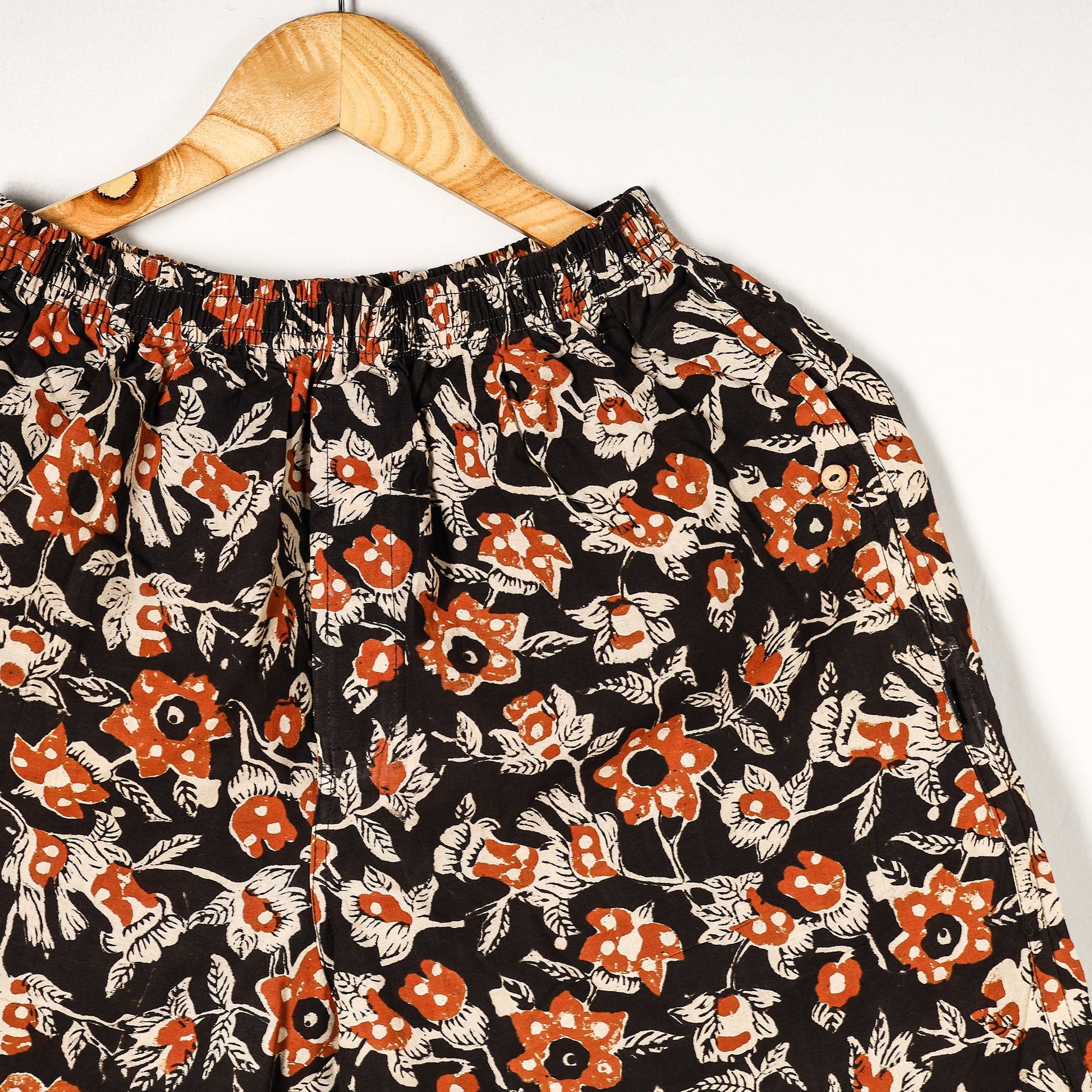 Black - Sanganeri Block Printed Cotton Unisex Boxer/Shorts