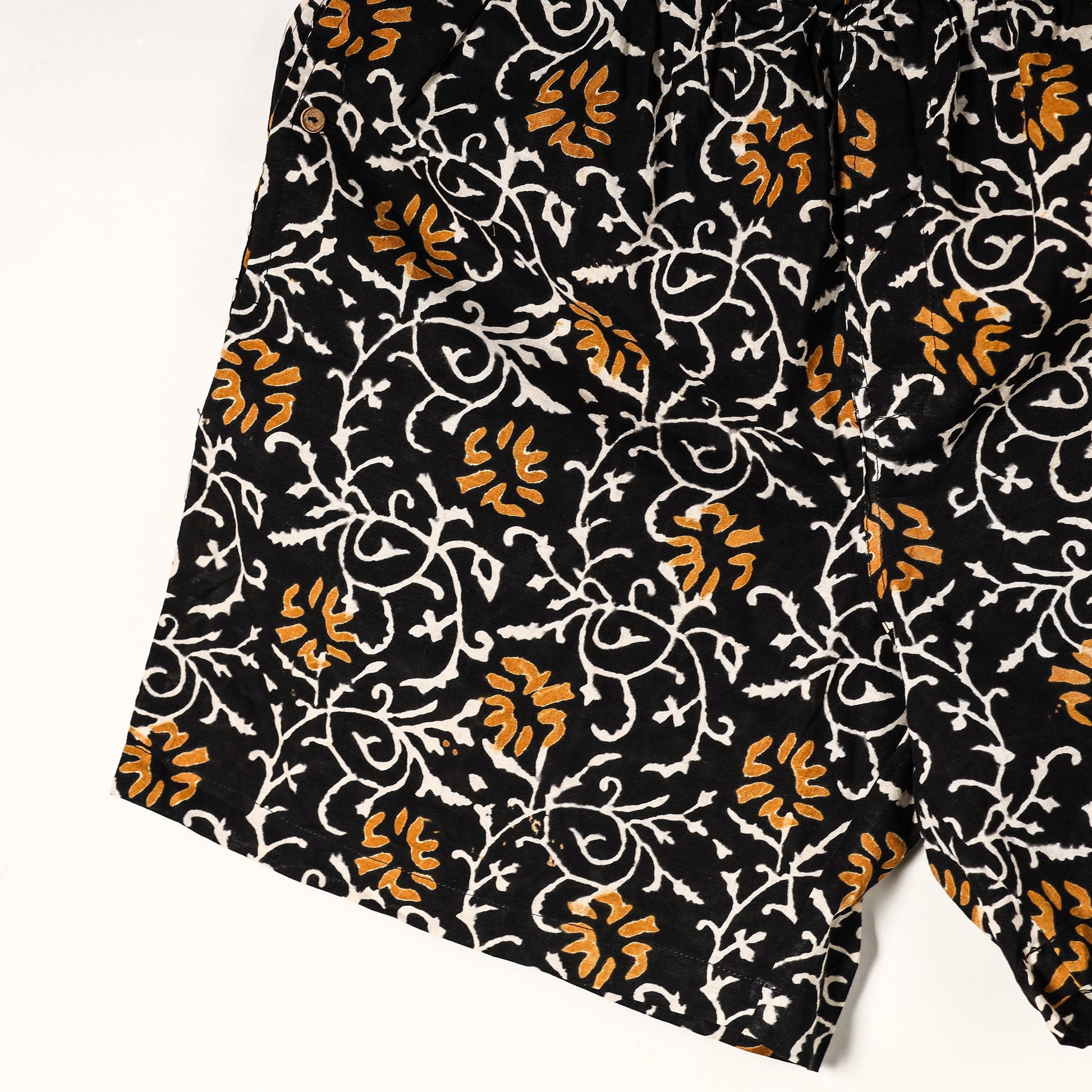 Black - Sanganeri Block Printed Cotton Unisex Boxer/Shorts