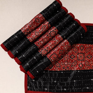 Black - Kutch Tagai Embroidered Mashru Silk Table Mats (SO6) 24
