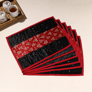 Black - Kutch Tagai Embroidered Mashru Silk Table Mats (SO6) 25