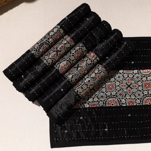 Black - Kutch Tagai Embroidered Mashru Silk Table Mats (SO6) 29