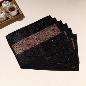 Black - Kutch Tagai Embroidered Mashru Silk Table Mats (SO6) 31