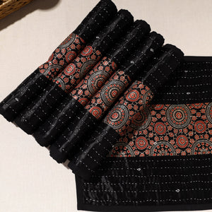 Black - Kutch Tagai Embroidered Mashru Silk Table Mats (SO6) 31
