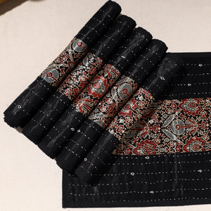 Black - Kutch Tagai Embroidered Mashru Silk Table Mats (SO6) 32