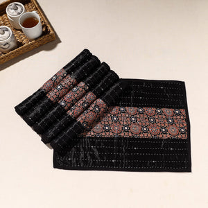 Black - Kutch Tagai Embroidered Mashru Silk Table Mats (SO6) 33