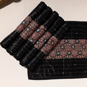 Black - Kutch Tagai Embroidered Mashru Silk Table Mats (SO6) 33