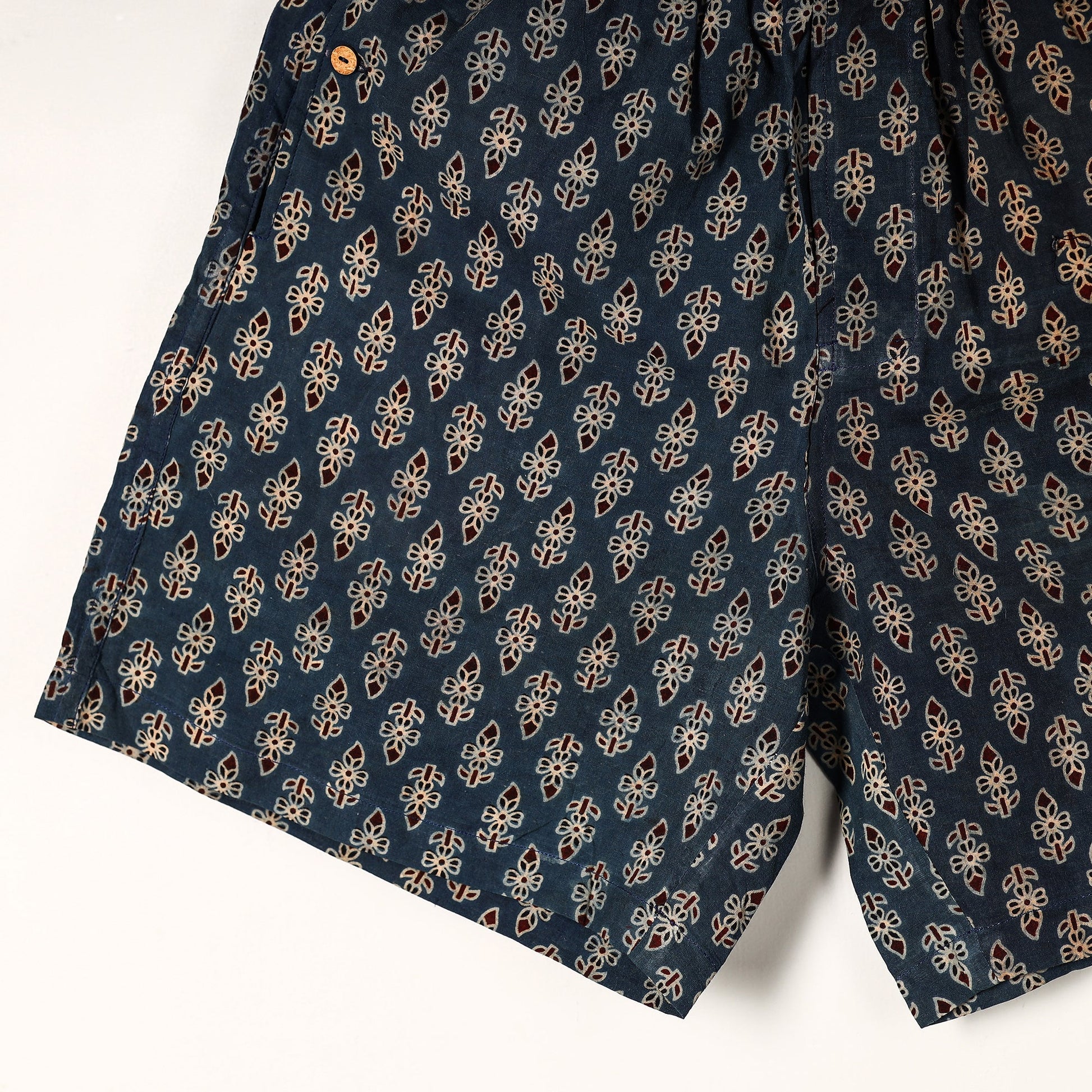 Blue - Ajrakh Block Printed Cotton Unisex Boxer/Shorts