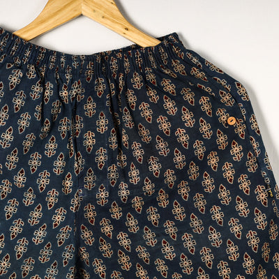 Blue - Ajrakh Block Printed Cotton Unisex Boxer/Shorts