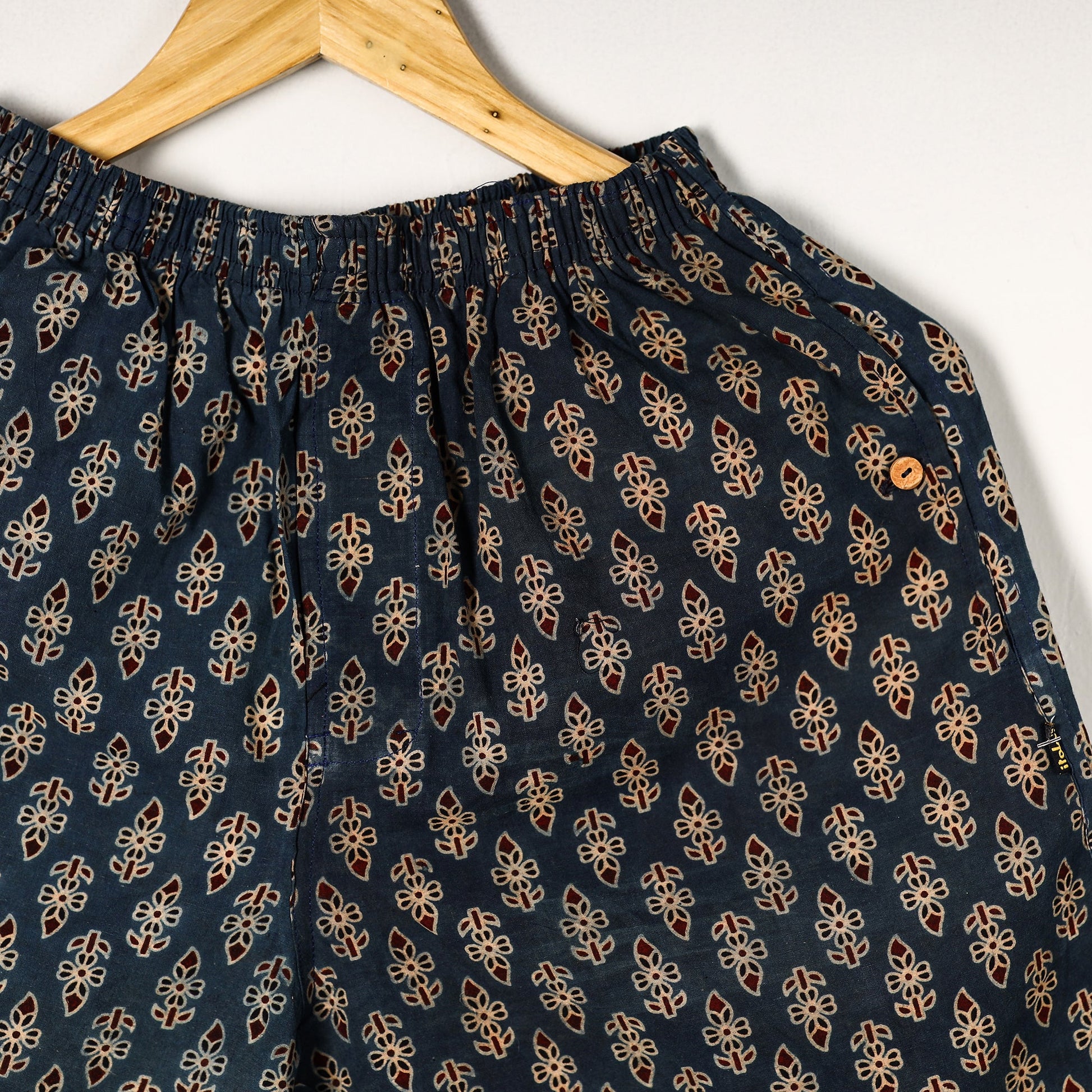 Blue - Ajrakh Block Printed Cotton Unisex Boxer/Shorts