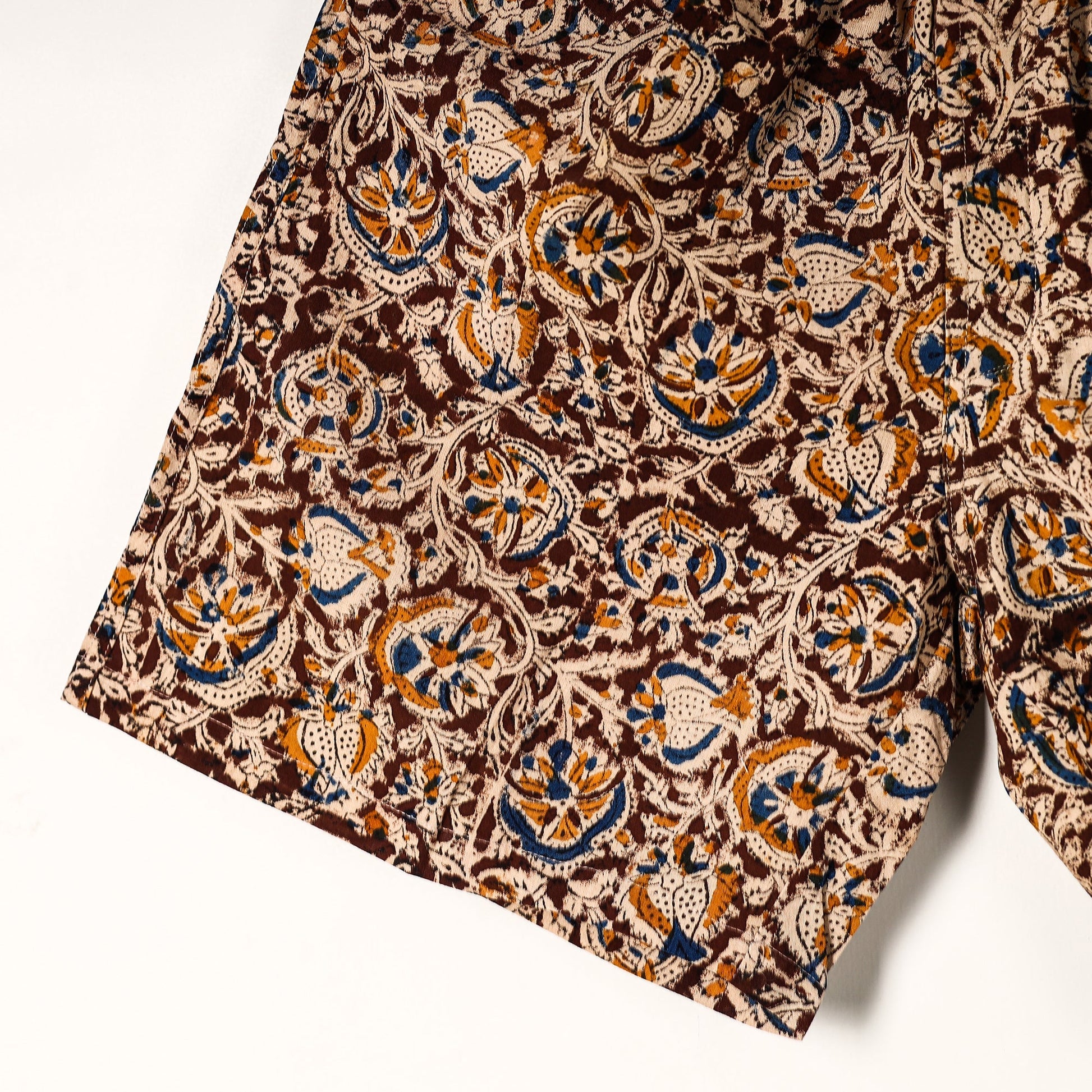 Brown - Kalamkari Block Printed Cotton Unisex Boxer/Shorts