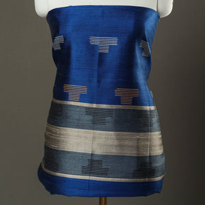 Blue - 3pc Bhagalpuri Tussar Silk Dress Material Set 05