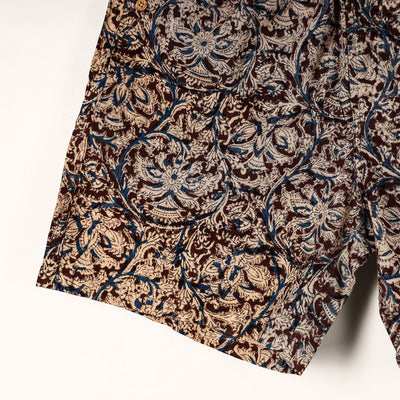 Brown - Kalamkari Block Printed Cotton Unisex Boxer/Shorts
