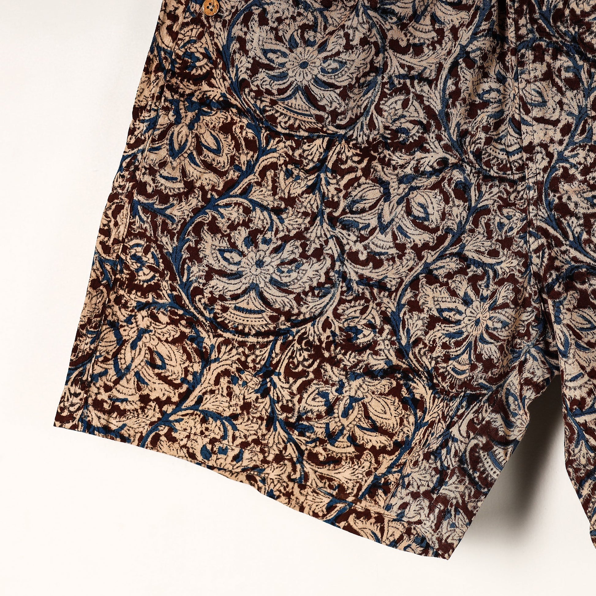 Brown - Kalamkari Block Printed Cotton Unisex Boxer/Shorts
