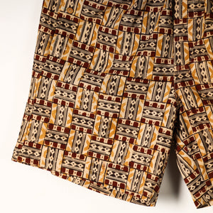 Beige - Kalamkari Block Printed Cotton Unisex Boxer/Shorts