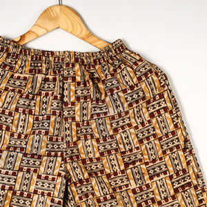 Beige - Kalamkari Block Printed Cotton Unisex Boxer/Shorts