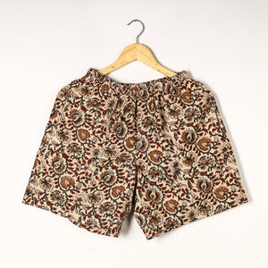 Beige - Kalamkari Block Printed Cotton Unisex Boxer/Shorts