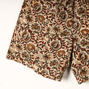 Beige - Kalamkari Block Printed Cotton Unisex Boxer/Shorts