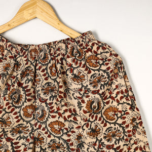 Beige - Kalamkari Block Printed Cotton Unisex Boxer/Shorts
