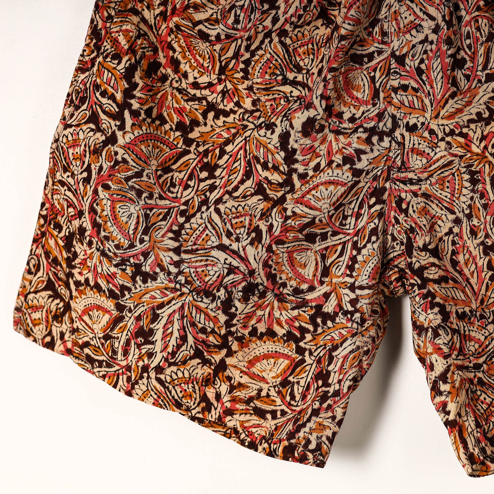 Brown - Kalamkari Block Printed Cotton Unisex Boxer/Shorts
