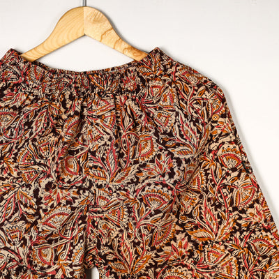 Brown - Kalamkari Block Printed Cotton Unisex Boxer/Shorts