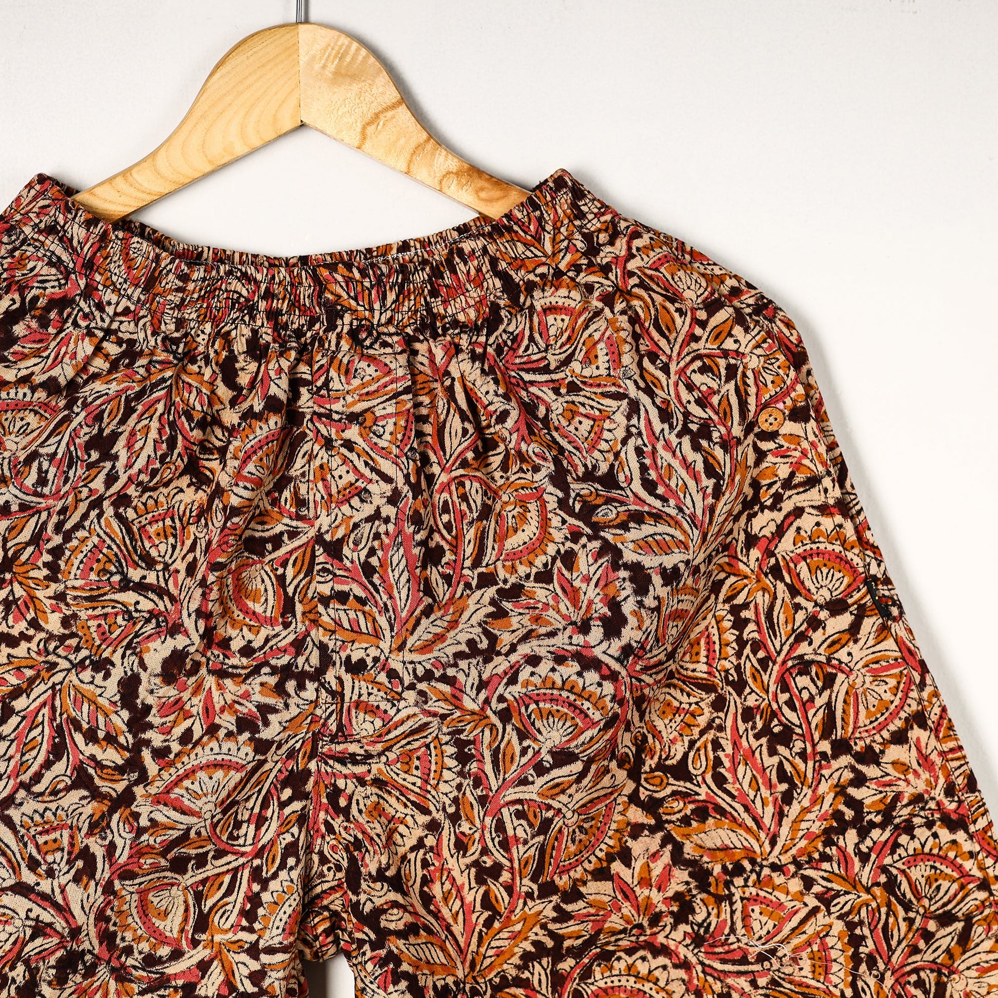 Brown - Kalamkari Block Printed Cotton Unisex Boxer/Shorts