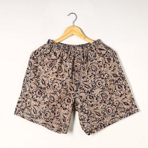 Beige - Kalamkari Block Printed Cotton Unisex Boxer/Shorts