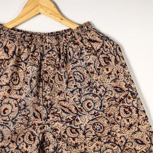 Beige - Kalamkari Block Printed Cotton Unisex Boxer/Shorts