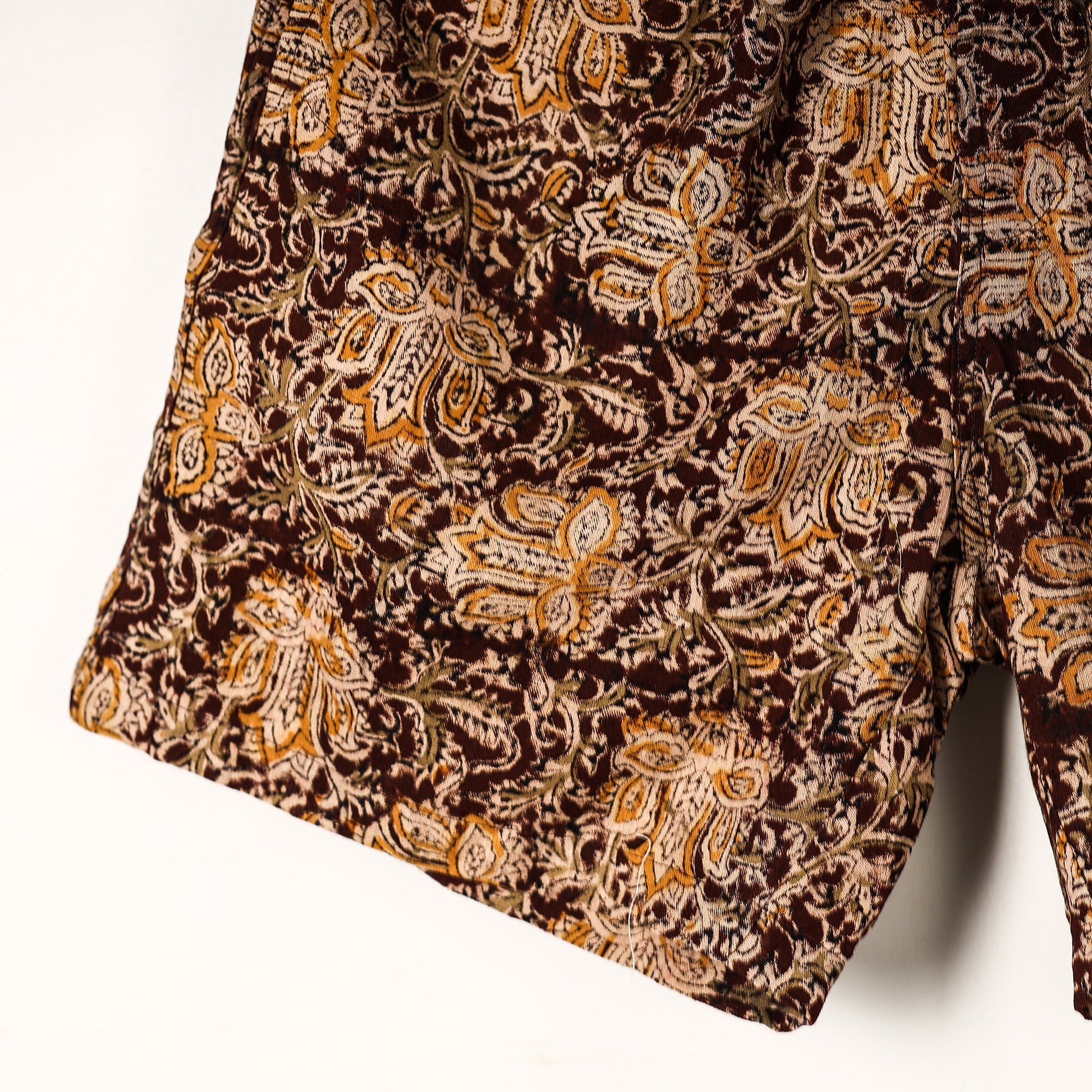 Brown - Kalamkari Block Printed Cotton Unisex Boxer/Shorts