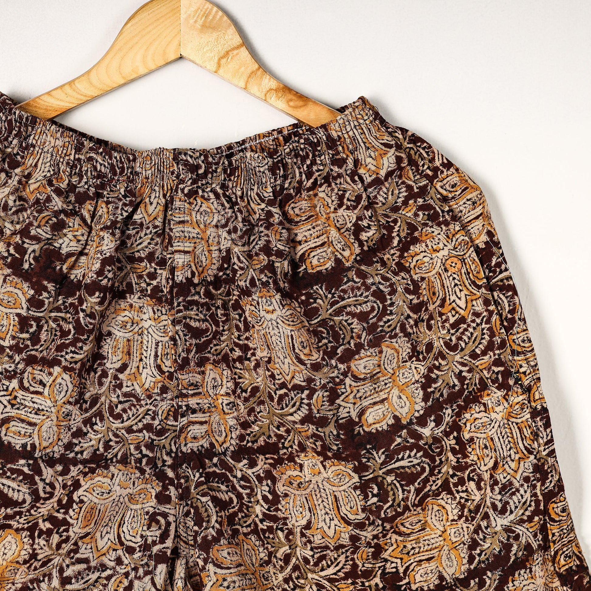 Brown - Kalamkari Block Printed Cotton Unisex Boxer/Shorts