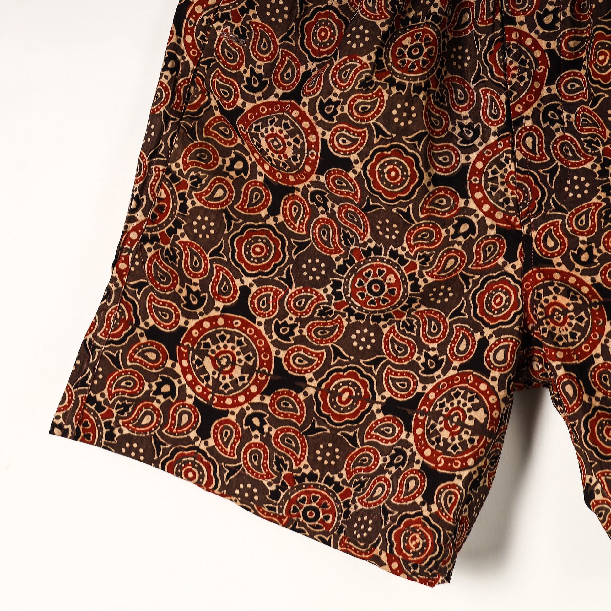 Brown - Ajrakh Block Printed Cotton Unisex Boxer/Shorts