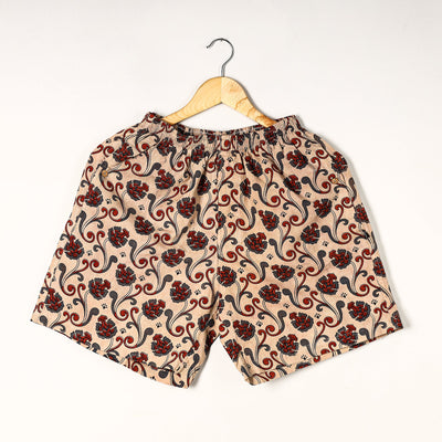 Beige - Ajrakh Block Printed Cotton Unisex Boxer/Shorts