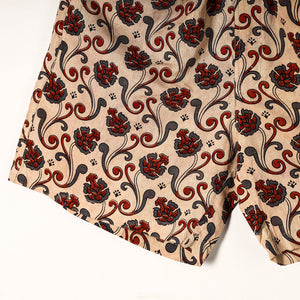 Beige - Ajrakh Block Printed Cotton Unisex Boxer/Shorts