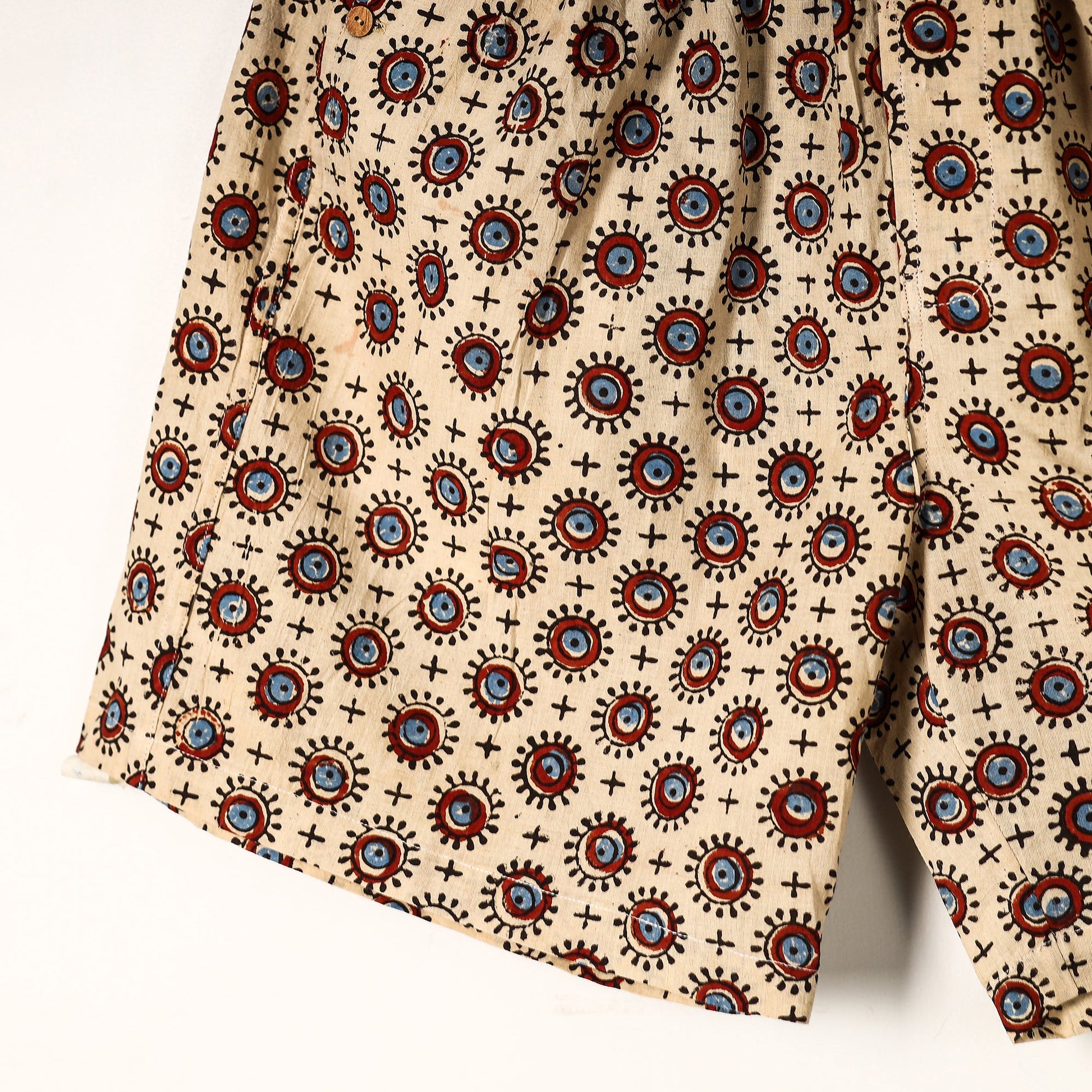 Beige - Ajrakh Block Printed Cotton Unisex Boxer/Shorts