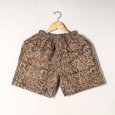 Brown - Kalamkari Block Printed Cotton Unisex Boxer/Shorts