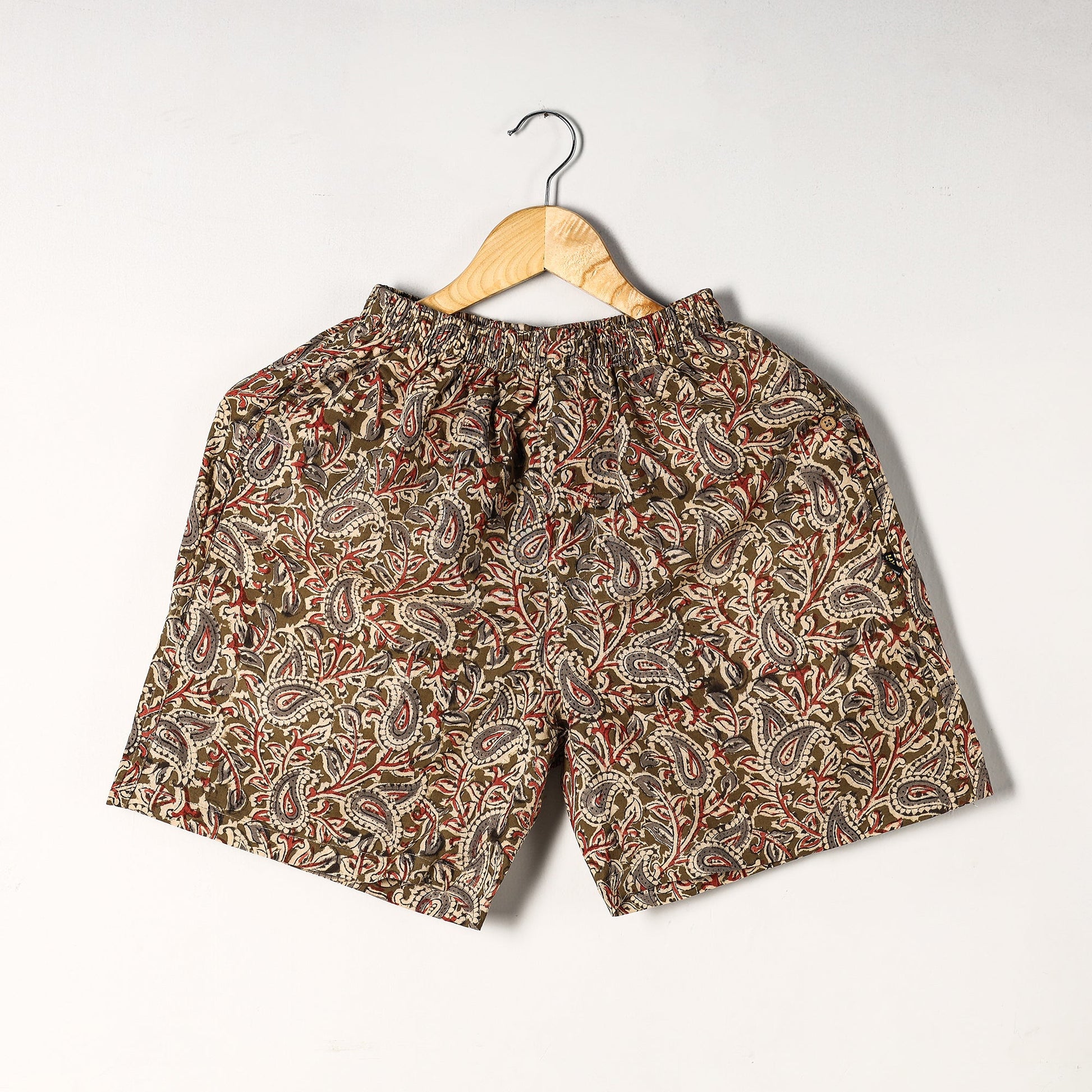 Brown - Kalamkari Block Printed Cotton Unisex Boxer/Shorts