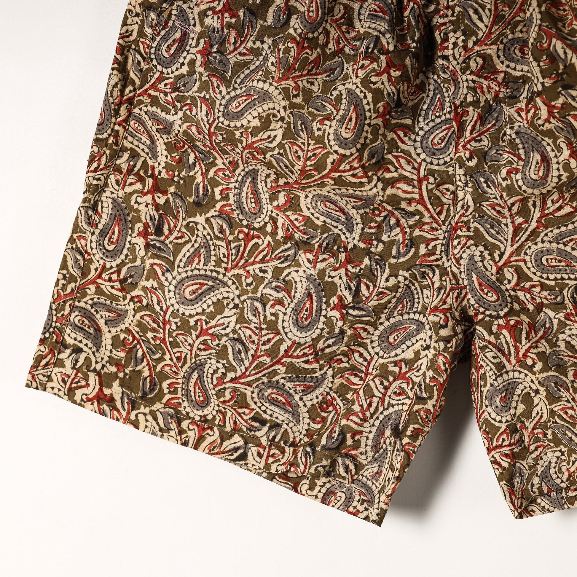 Brown - Kalamkari Block Printed Cotton Unisex Boxer/Shorts